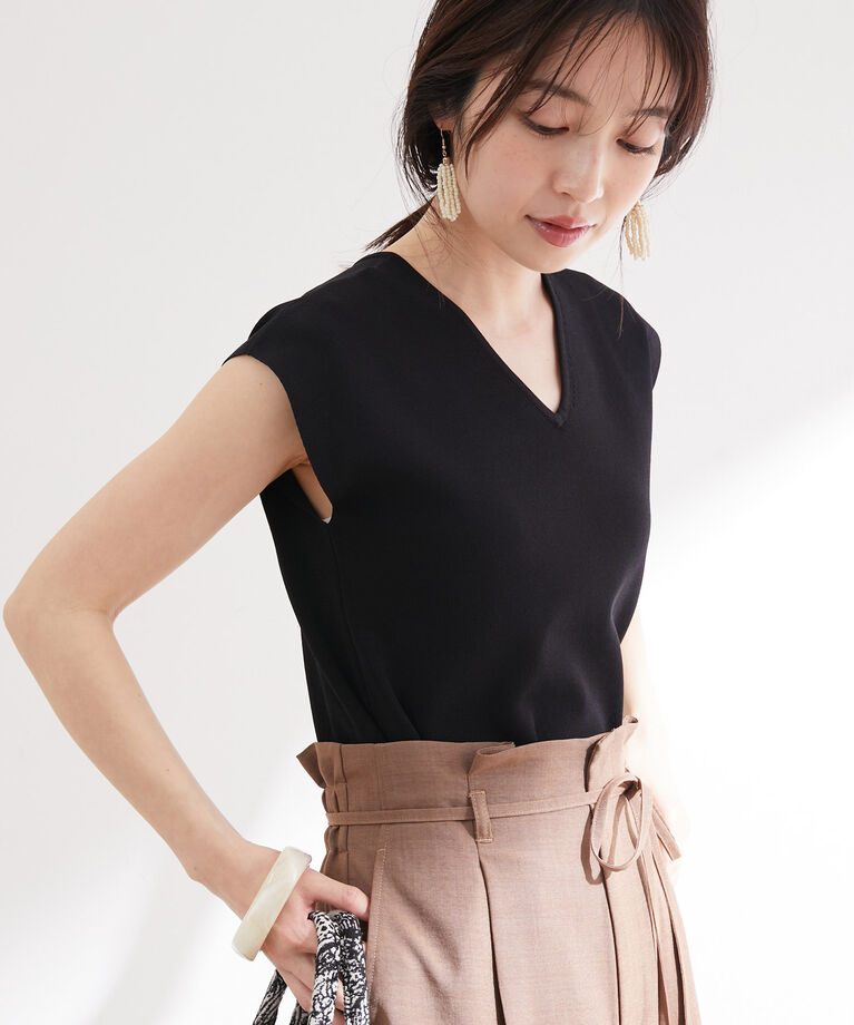VIS「【UVケア・接触冷感・洗える】前後2WAY美人スリーブニットプルオーバー」|ニット・セーター|