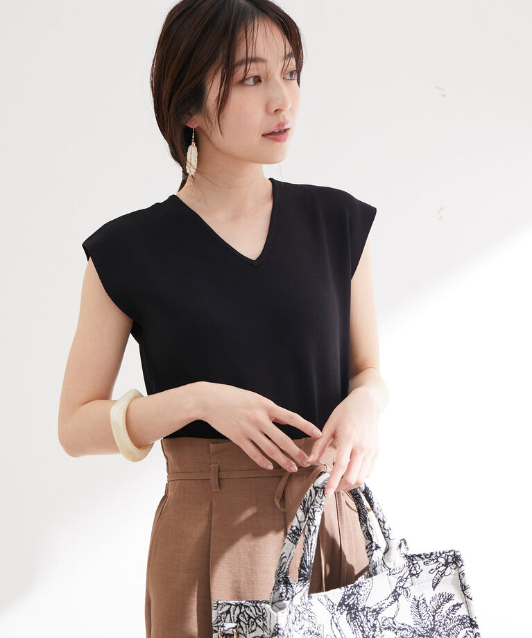 VIS「【UVケア・接触冷感・洗える】前後2WAY美人スリーブニットプルオーバー」|ニット・セーター|