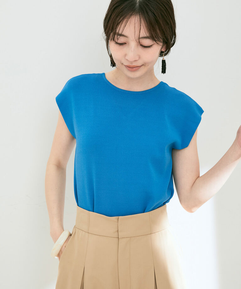 VIS「【UVケア・接触冷感・洗える】前後2WAY美人スリーブニットプルオーバー」|ニット・セーター|