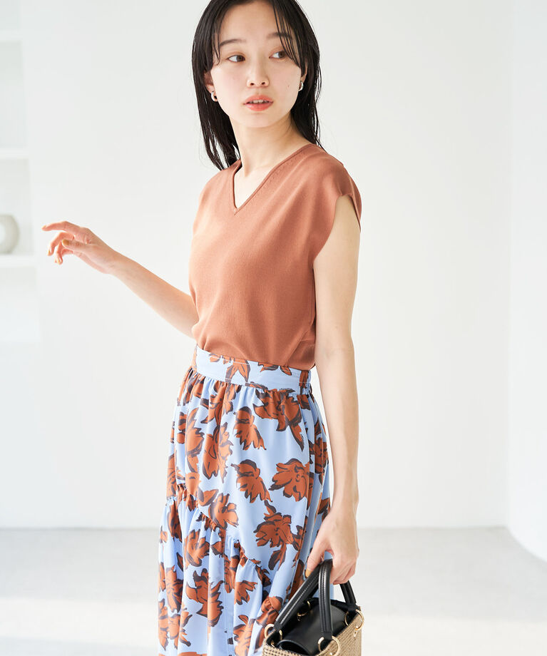 VIS「【UVケア・接触冷感・洗える】前後2WAY美人スリーブニットプルオーバー」|ニット・セーター|