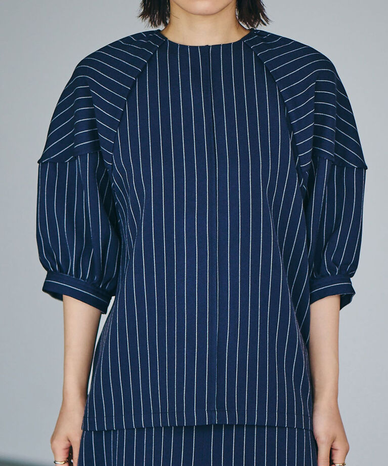 VIS「【Washable・EASY CARE】ストライプ＆無地エコウールタッチブラウス【sustainable】」|シャツ・ブラウス|