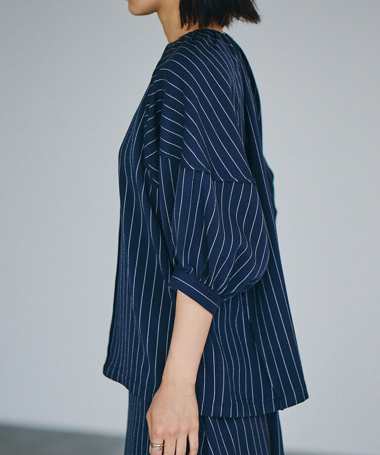 VIS「【Washable・EASY CARE】ストライプ＆無地エコウールタッチブラウス【sustainable】」|シャツ・ブラウス|