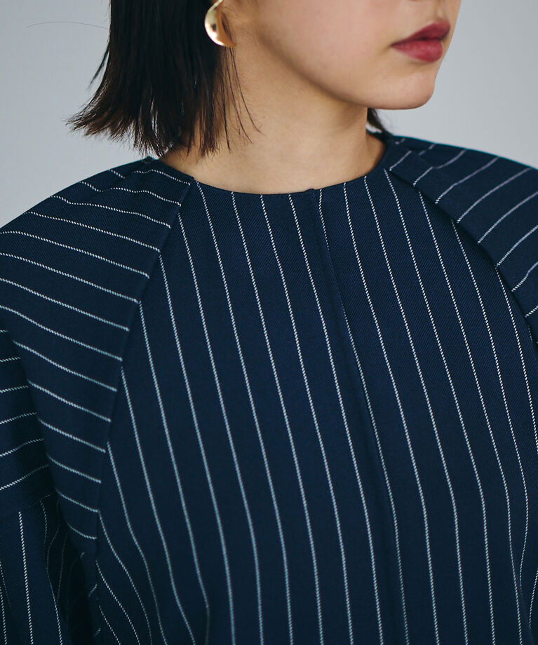 VIS「【Washable・EASY CARE】ストライプ＆無地エコウールタッチブラウス【sustainable】」|シャツ・ブラウス|