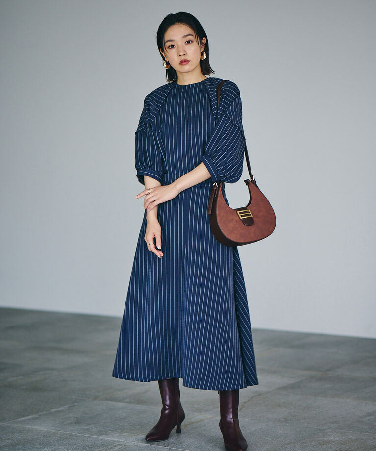 VIS「【Washable・EASY CARE】ストライプ＆無地エコウールタッチブラウス【sustainable】」|シャツ・ブラウス|