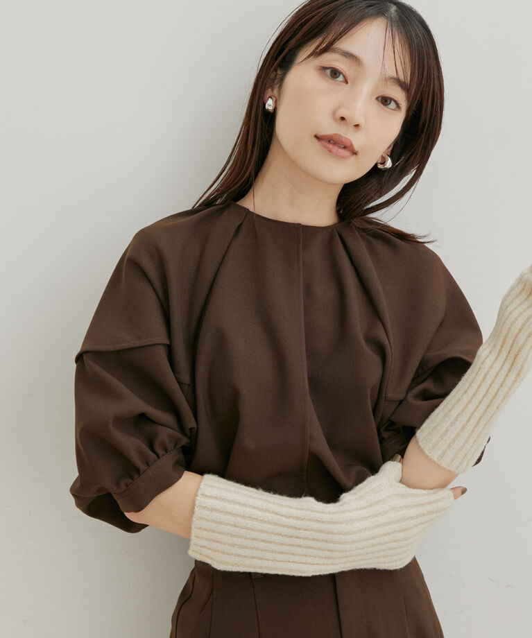 VIS「【Washable・EASY CARE】ストライプ＆無地エコウールタッチブラウス【sustainable】」|シャツ・ブラウス|ダークブラウン(20)