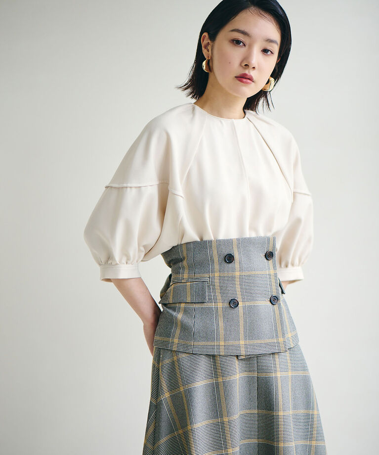 VIS「【Washable・EASY CARE】ストライプ＆無地エコウールタッチブラウス【sustainable】」|シャツ・ブラウス|