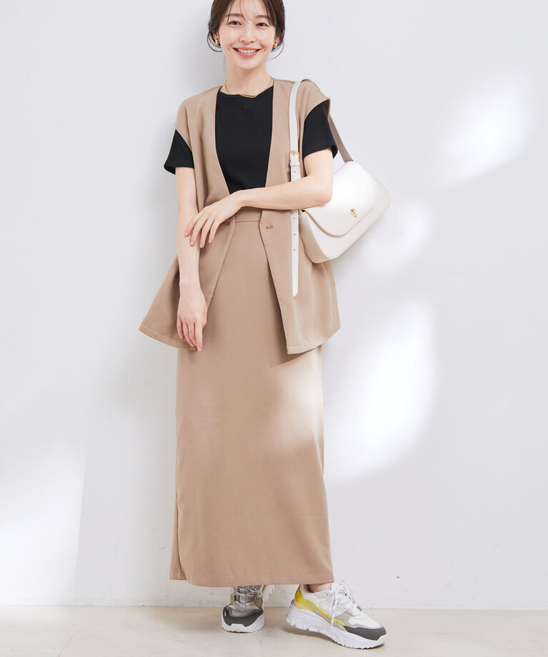 vis-a-vis「【WEB限定】【洗える】ジレ＆ナロースカートセット」|スカート|ベージュ(27)