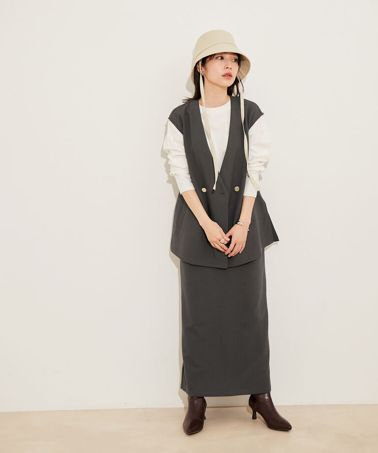 vis-a-vis「【WEB限定】【洗える】ジレ＆ナロースカートセット」|スカート|