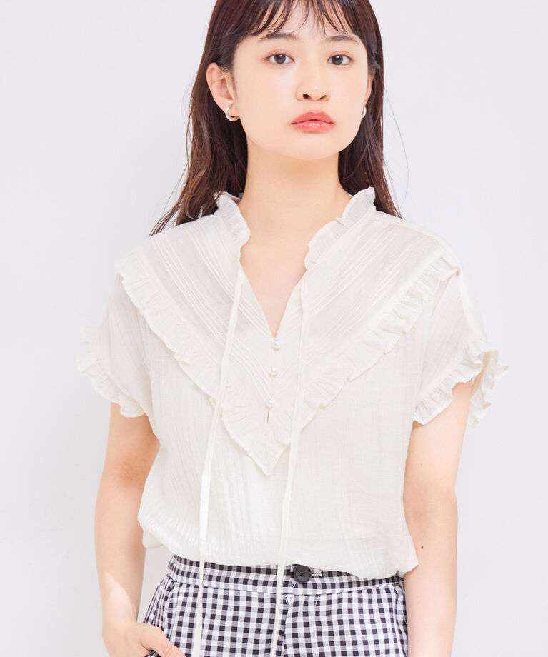 vis-a-vis「【WEB限定】【新色・追加生産】フリルピンタックフレンチスリーブブラウス」|シャツ・ブラウス|キナリ(16)