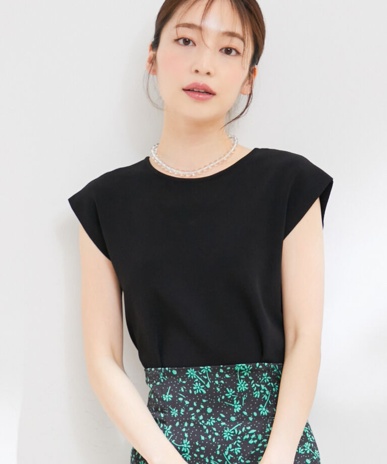 VIS「【新色】【前後2WAY】美人スリーブニットプルオーバー【UVケア・接触冷感・洗える】」|ニット・セーター|ブラック(01)
