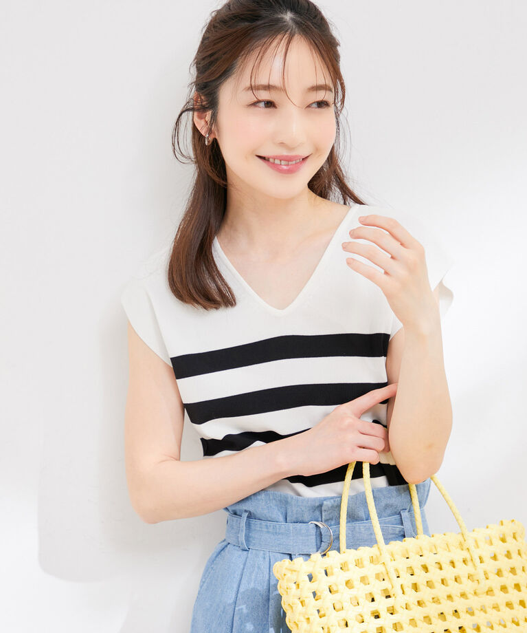 VIS「【新色】【前後2WAY】美人スリーブニットプルオーバー【UVケア・接触冷感・洗える】」|ニット・セーター|ホワイト系(11)
