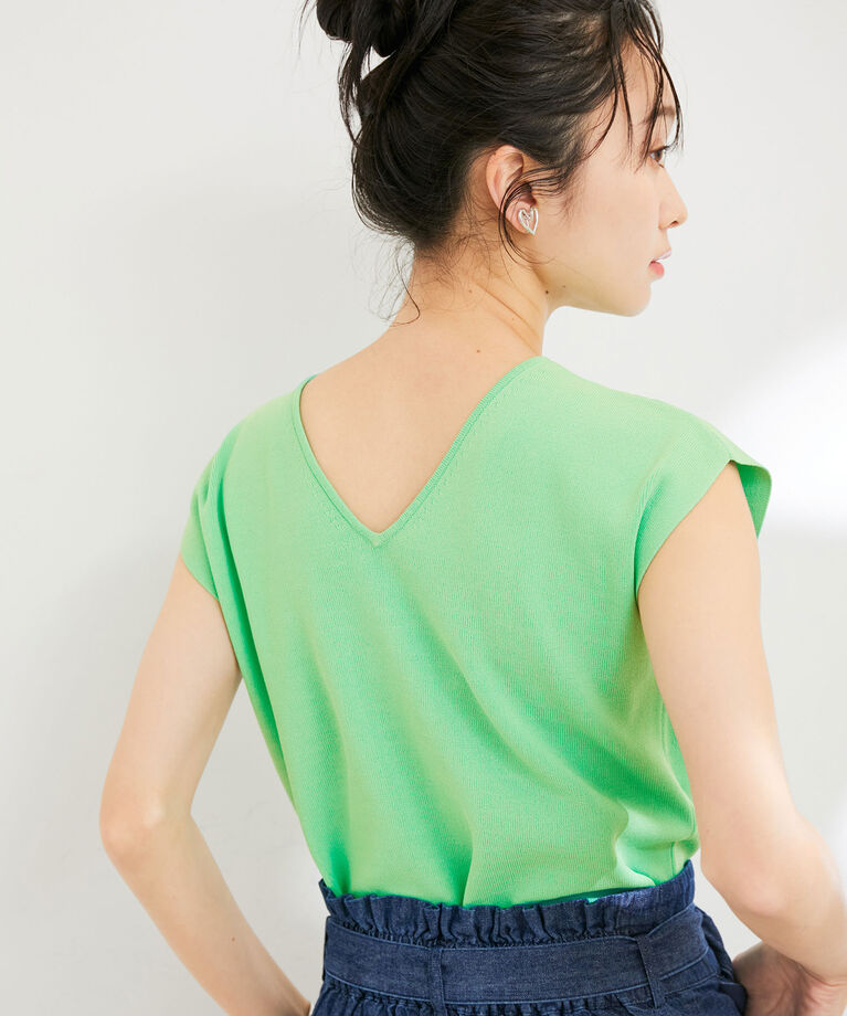 VIS「【新色】【前後2WAY】美人スリーブニットプルオーバー【UVケア・接触冷感・洗える】」|ニット・セーター|