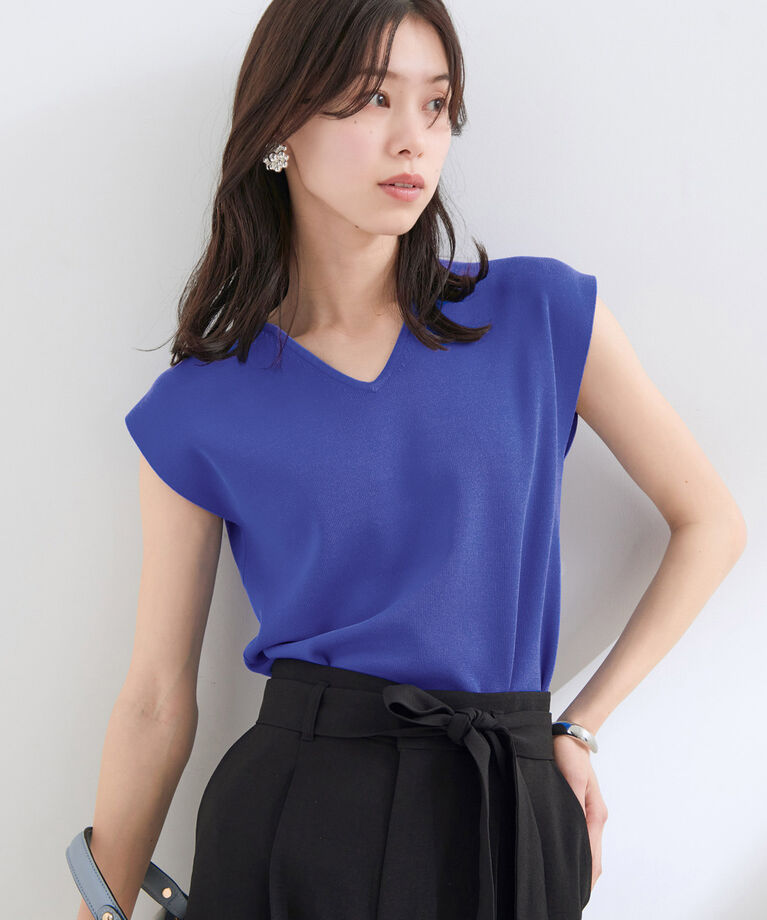VIS「【新色】【前後2WAY】美人スリーブニットプルオーバー【UVケア・接触冷感・洗える】」|ニット・セーター|ブルー(44)
