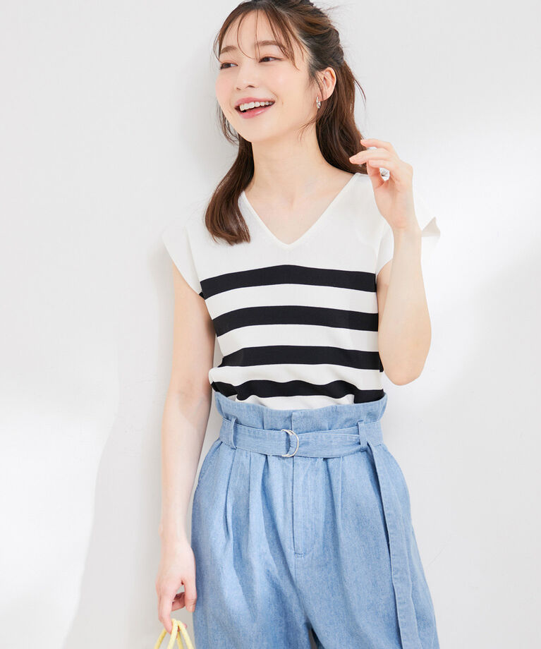 VIS「【新色】【前後2WAY】美人スリーブニットプルオーバー【UVケア・接触冷感・洗える】」|ニット・セーター|