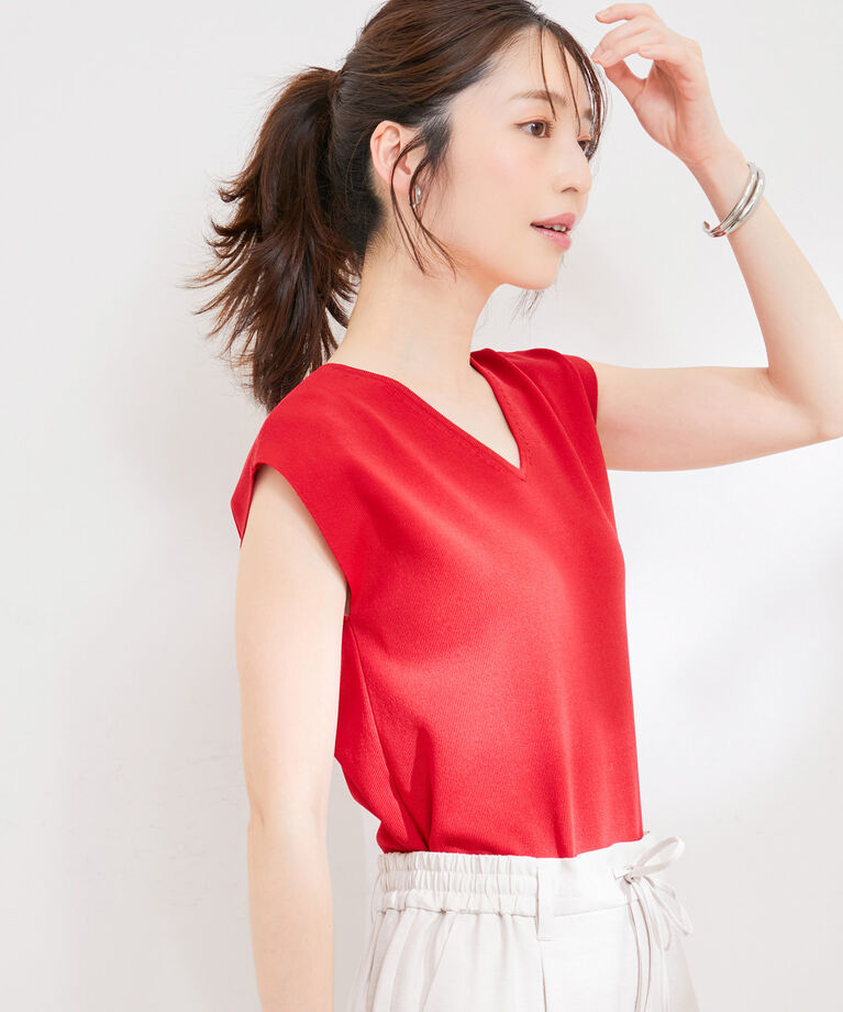 VIS「【新色】【前後2WAY】美人スリーブニットプルオーバー【UVケア・接触冷感・洗える】」|ニット・セーター|
