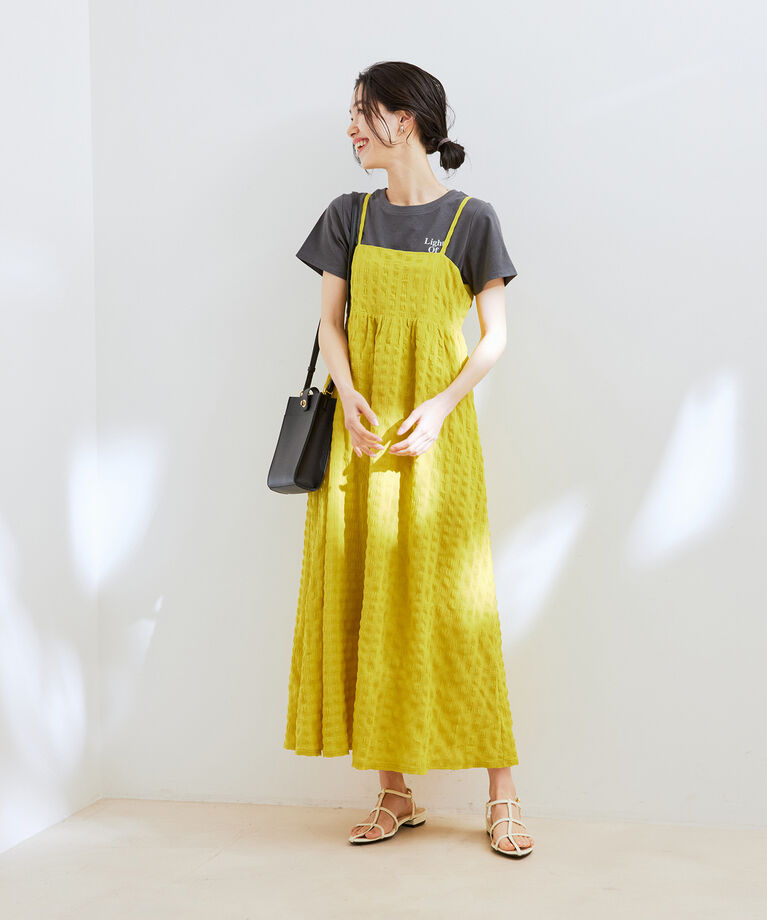 VIS「【新色】【洗える】ふくれチェックキャミワンピース」|ワンピース|