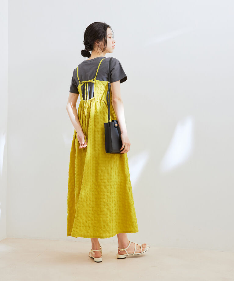 VIS「【新色】【洗える】ふくれチェックキャミワンピース」|ワンピース|