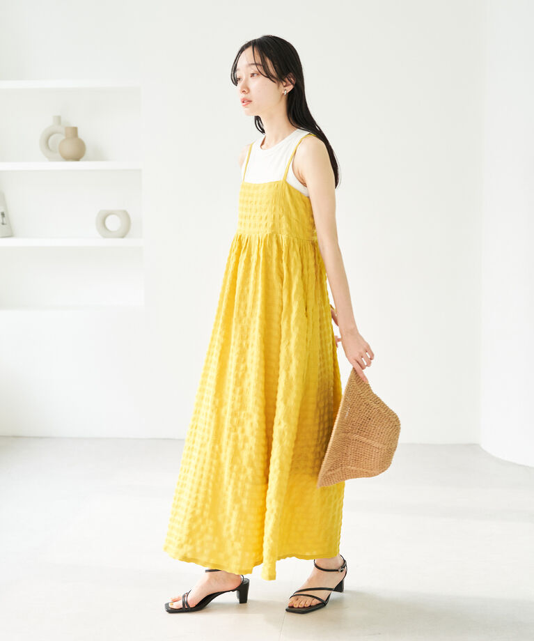 VIS「【新色】【洗える】ふくれチェックキャミワンピース」|ワンピース|