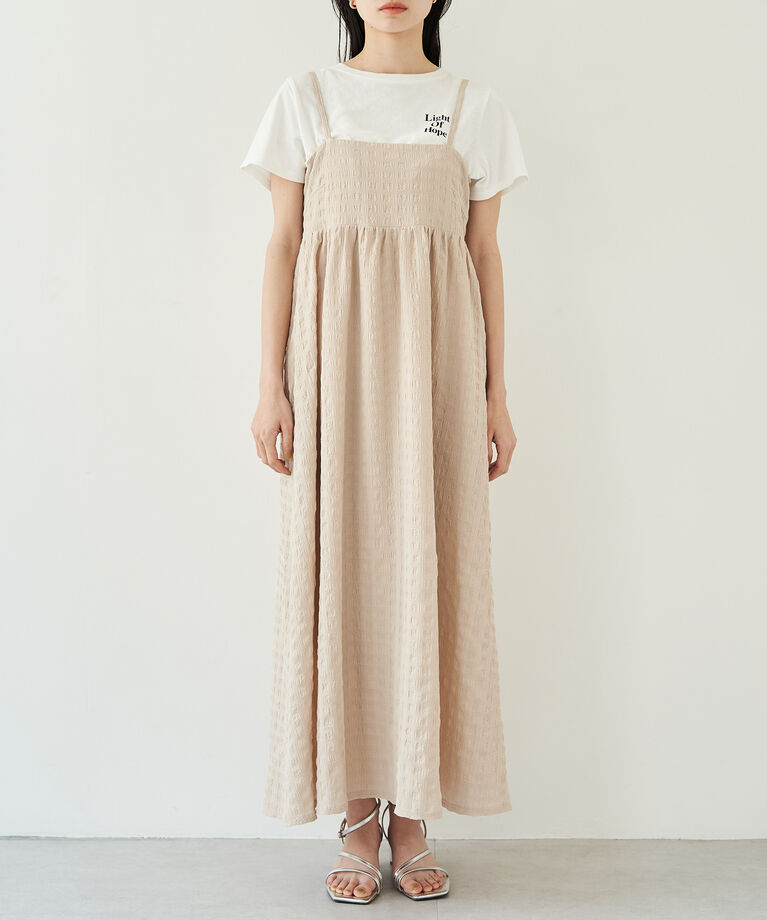 VIS「【新色】【洗える】ふくれチェックキャミワンピース」|ワンピース|