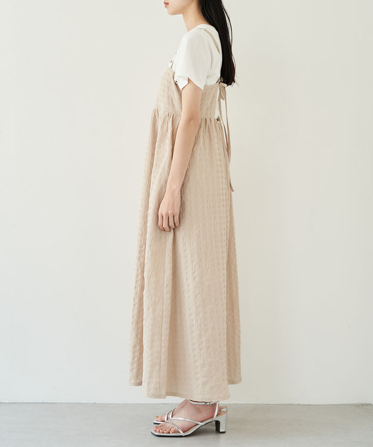 VIS「【新色】【洗える】ふくれチェックキャミワンピース」|ワンピース|