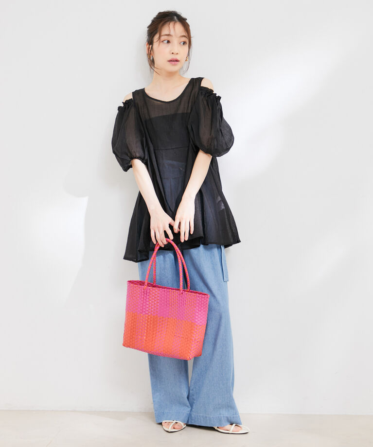 VIS「【洗える】【2WAY】オープンショルダーシアーチュニックブラウス」|シャツ・ブラウス|