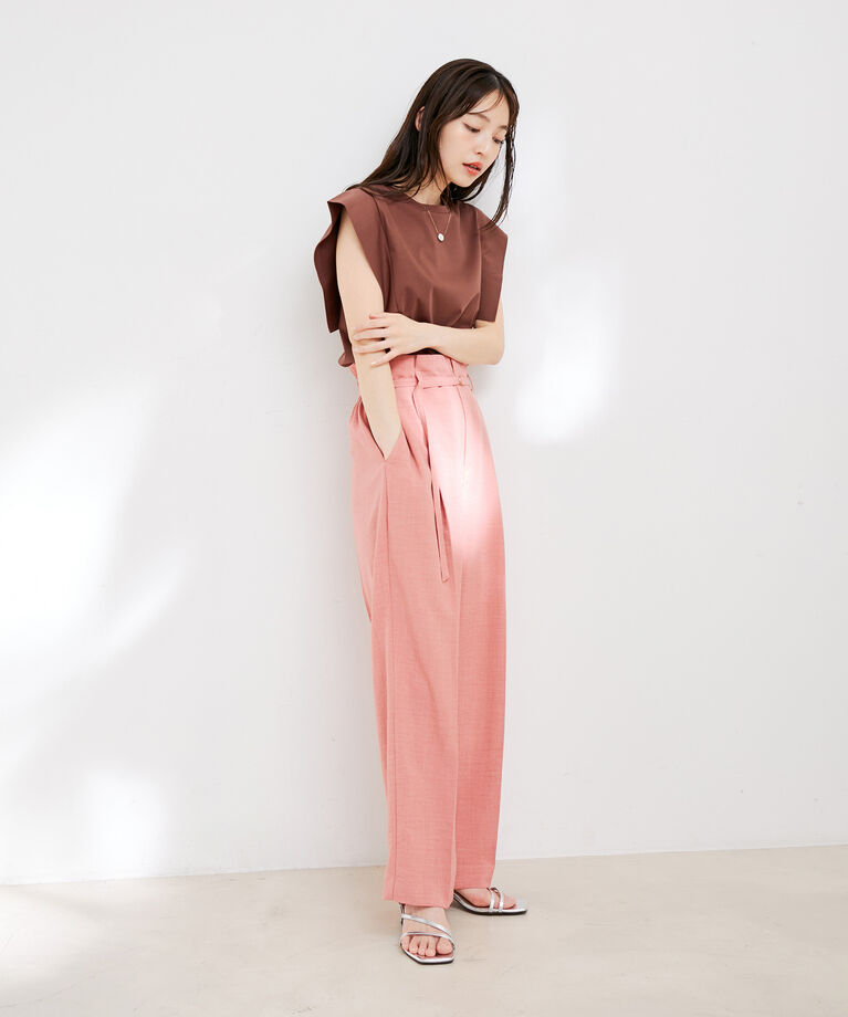 VIS「【接触冷感・洗える】シルケットフレンチスリーブトップス」|Tシャツ・カットソー|