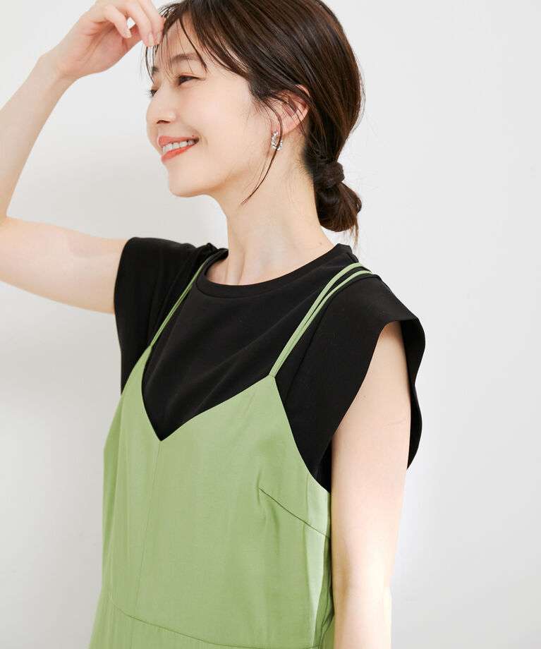 VIS「【接触冷感・洗える】シルケットフレンチスリーブトップス」|Tシャツ・カットソー|
