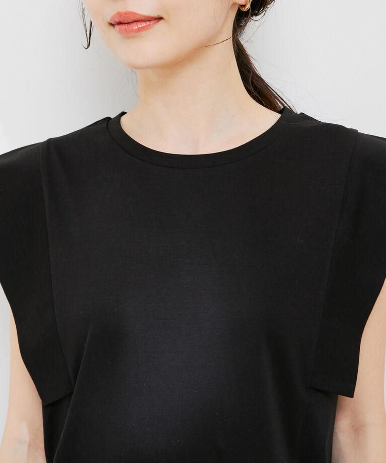 VIS「【接触冷感・洗える】シルケットフレンチスリーブトップス」|Tシャツ・カットソー|