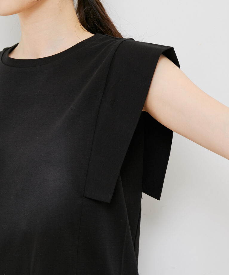 VIS「【接触冷感・洗える】シルケットフレンチスリーブトップス」|Tシャツ・カットソー|
