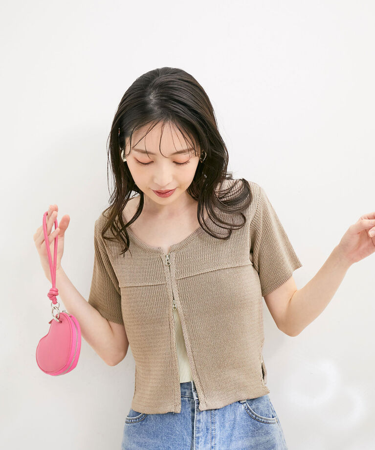 VIS「【WEB限定 】Wジップ短丈カーディガン」|カーディガン|ダークブラウン系(21)