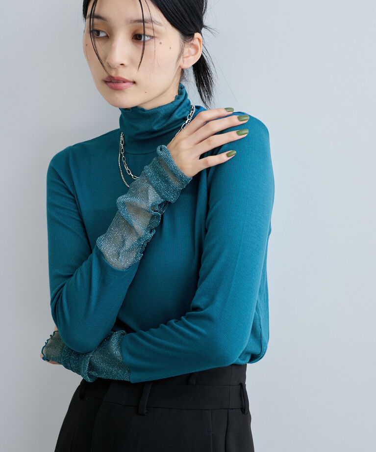 VIS「袖クシュクシュテレコハイネックプルオーバー」|Tシャツ・カットソー|