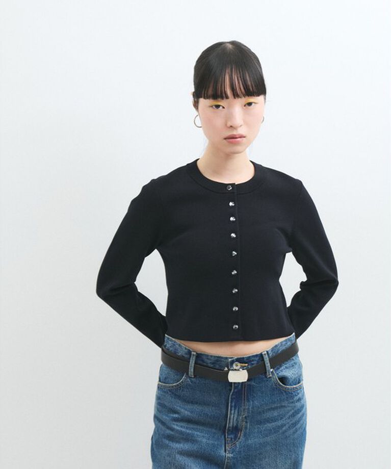 ADAM ET ROPE'「【サステナブル】クールタッチロングスリーブカーディガン」|カーディガン|