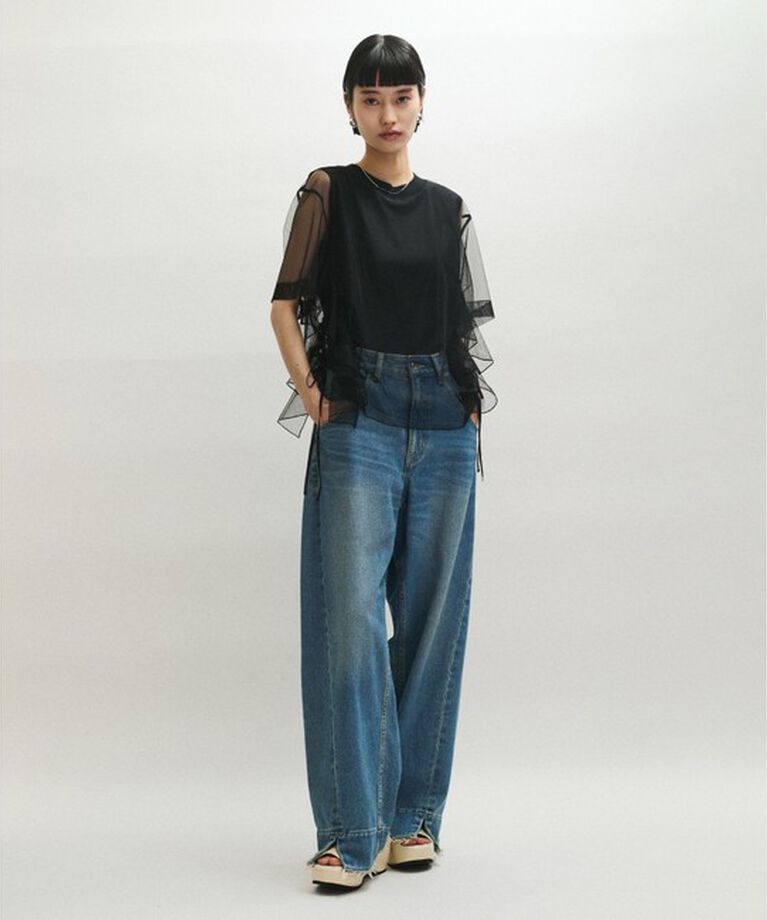 ADAM ET ROPE'「【サステナブル】・【定番人気】ギャザーチュールトップス」|Tシャツ・カットソー|