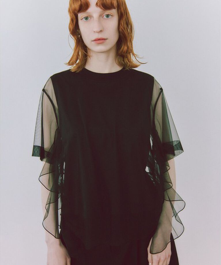 ADAM ET ROPE'「【サステナブル】・【定番人気】ギャザーチュールトップス」|Tシャツ・カットソー|