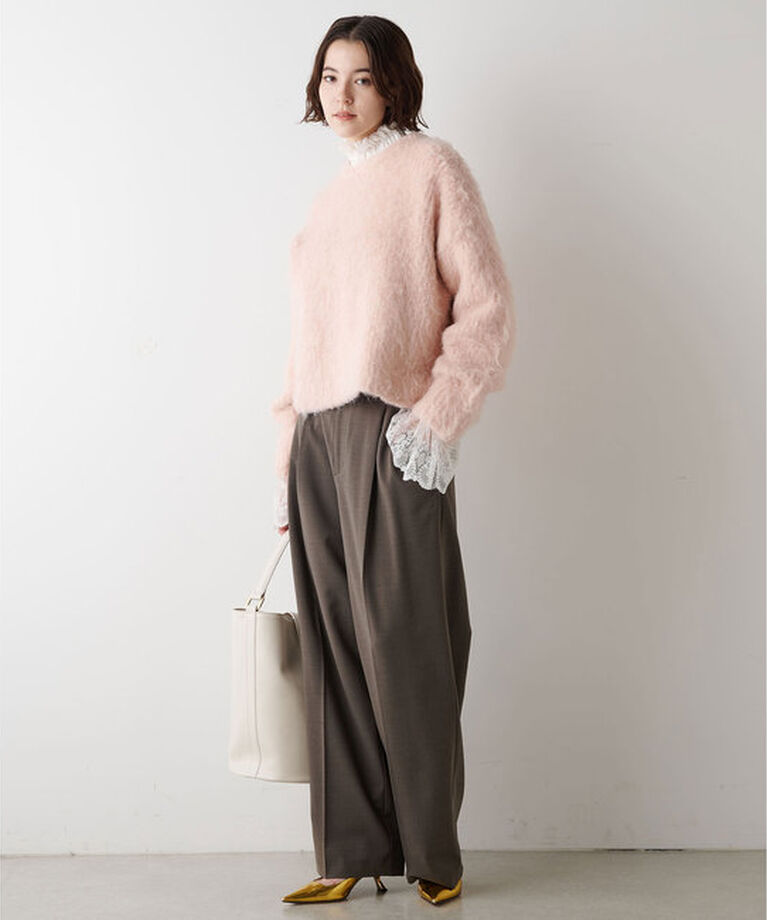  「【WEB限定カラー有り】ミックスヤーンクルーネックニットプルオーバー」|ニット・セーター|