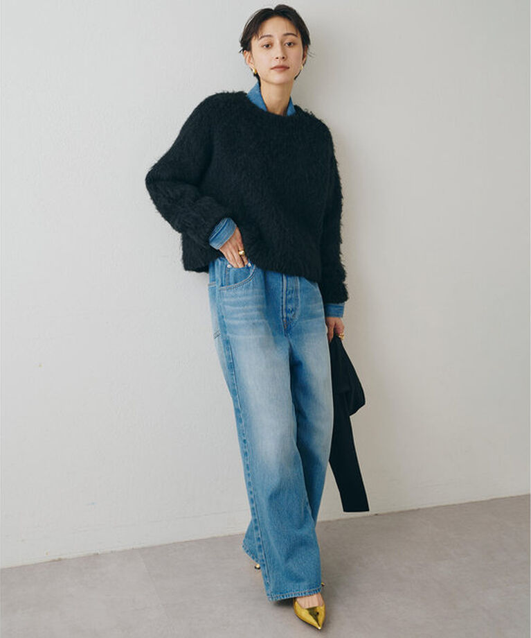  「【WEB限定カラー有り】ミックスヤーンクルーネックニットプルオーバー」|ニット・セーター|