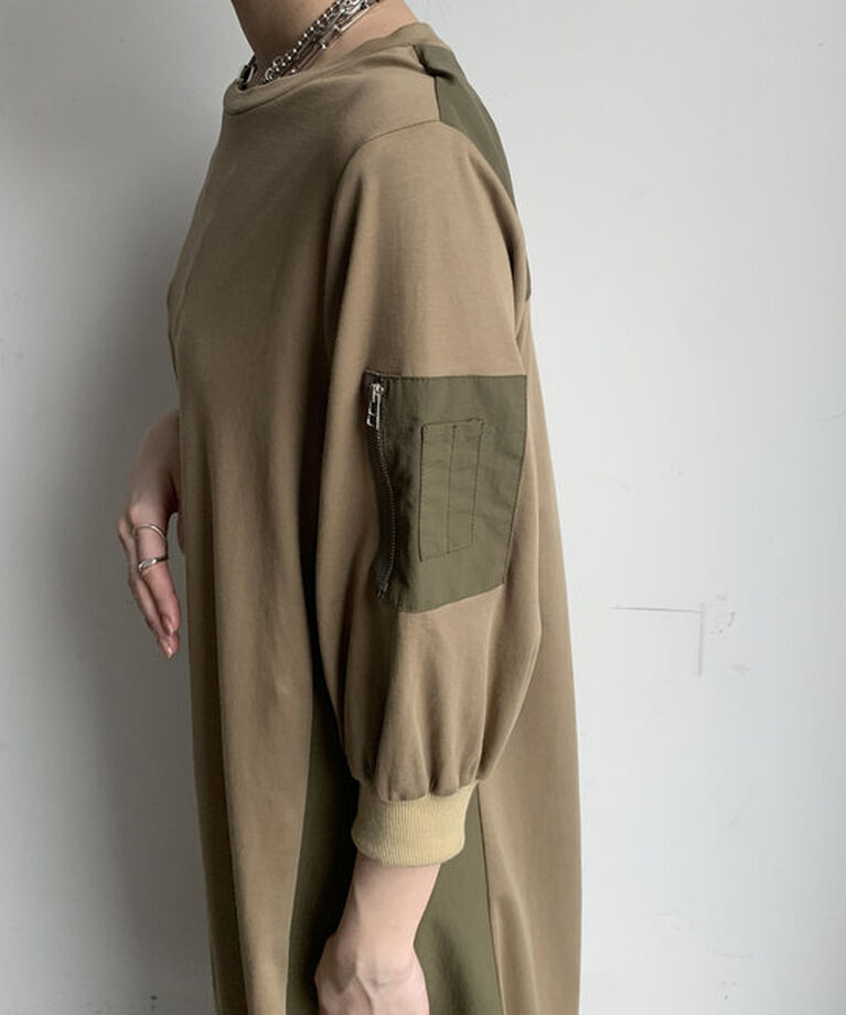  「【WEB限定】ミリタリー異素材切替ワンピース」|ワンピース|