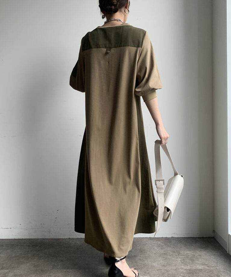  「【WEB限定】ミリタリー異素材切替ワンピース」|ワンピース|