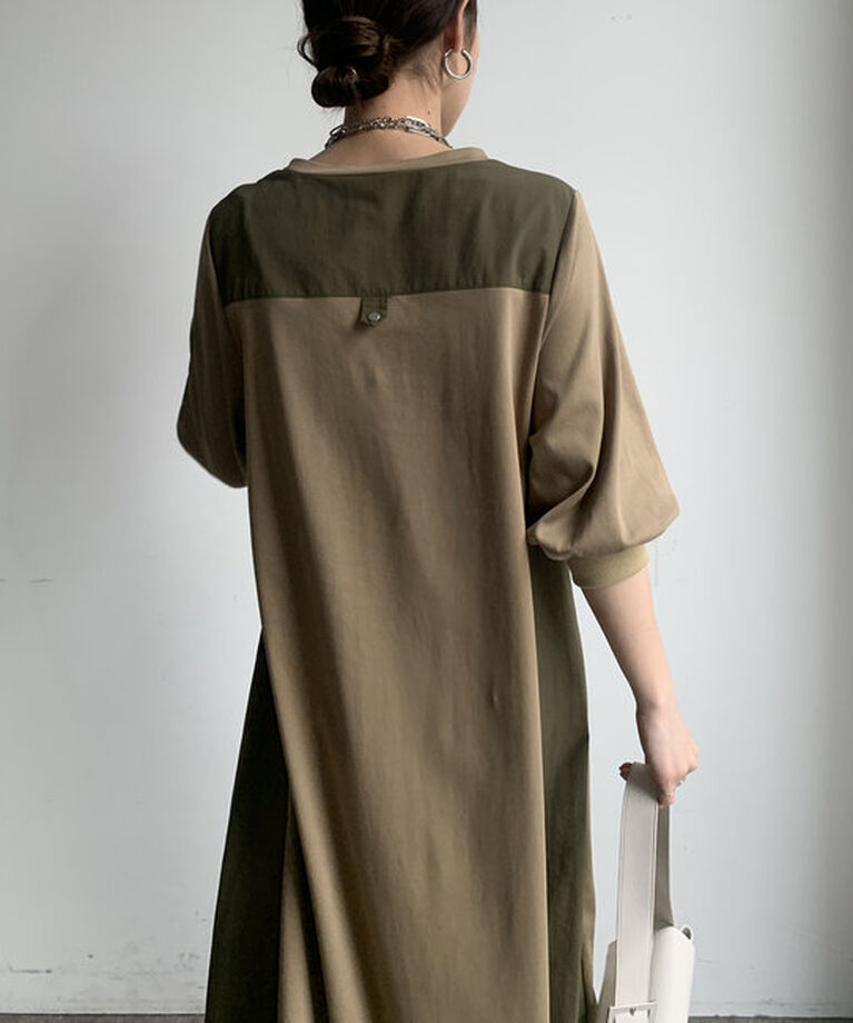  「【WEB限定】ミリタリー異素材切替ワンピース」|ワンピース|