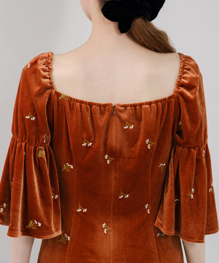  「【オケージョンドレス/結婚式】velour bell sleeve dress」|ドレス|