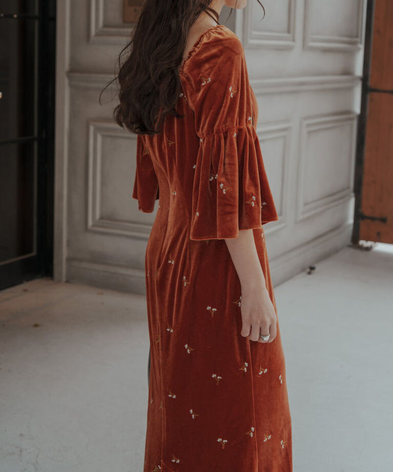  「【オケージョンドレス/結婚式】velour bell sleeve dress」|ドレス|