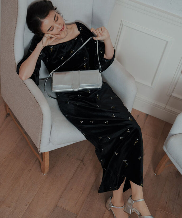  「【オケージョンドレス/結婚式】velour bell sleeve dress」|ドレス|
