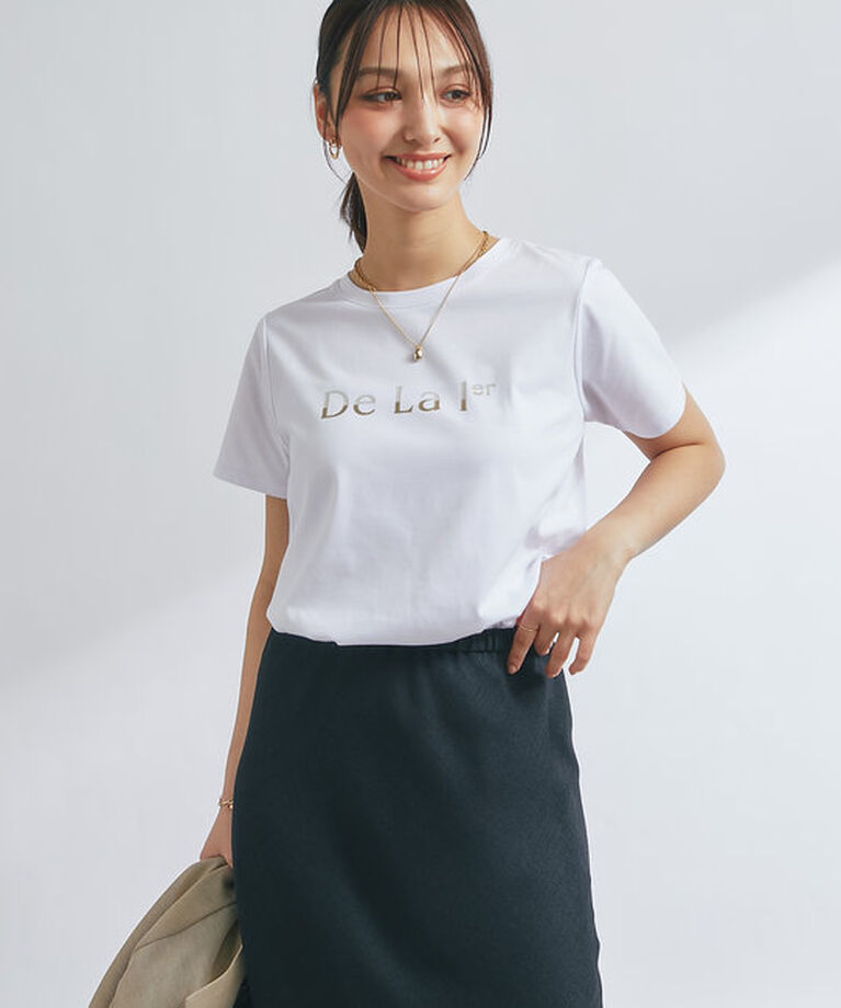  「《接触冷感・吸水速乾》箔ラインロゴTシャツ」|Tシャツ・カットソー|