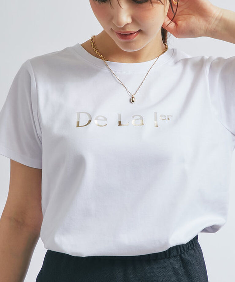  「《接触冷感・吸水速乾》箔ラインロゴTシャツ」|Tシャツ・カットソー|