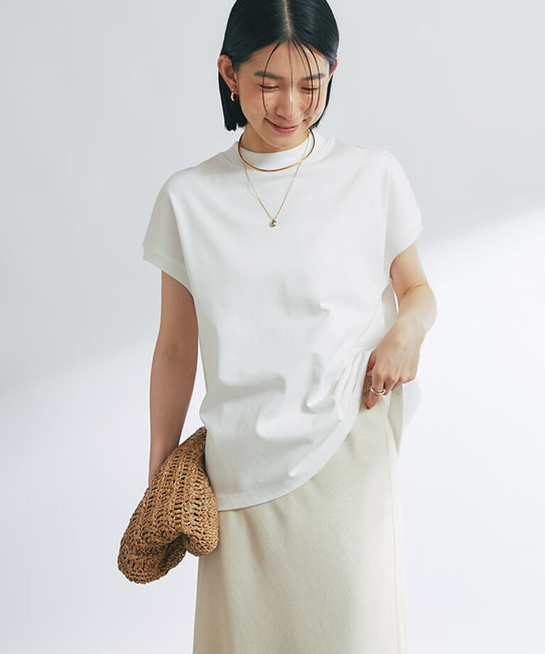  「《デイリーに活躍》モックネックプレーンT」|Tシャツ・カットソー|