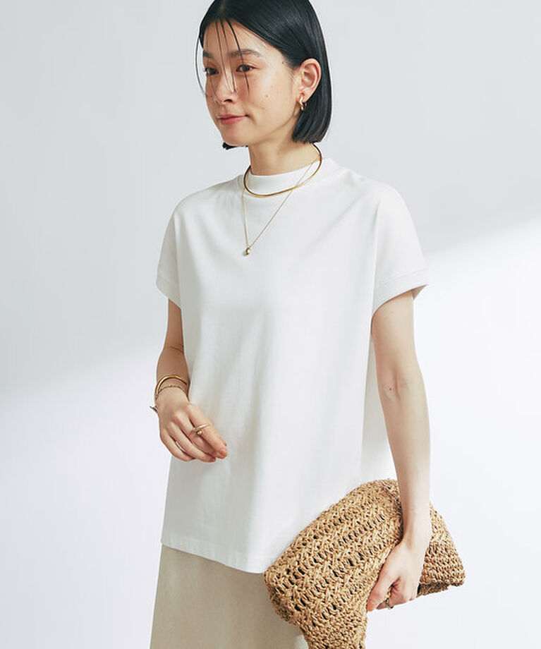  「《デイリーに活躍》モックネックプレーンT」|Tシャツ・カットソー|