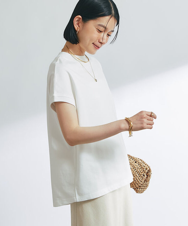  「《デイリーに活躍》モックネックプレーンT」|Tシャツ・カットソー|