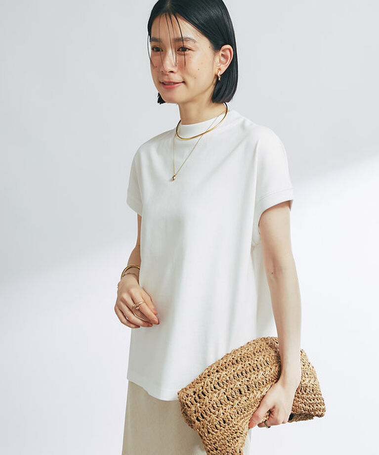  「《デイリーに活躍》モックネックプレーンT」|Tシャツ・カットソー|