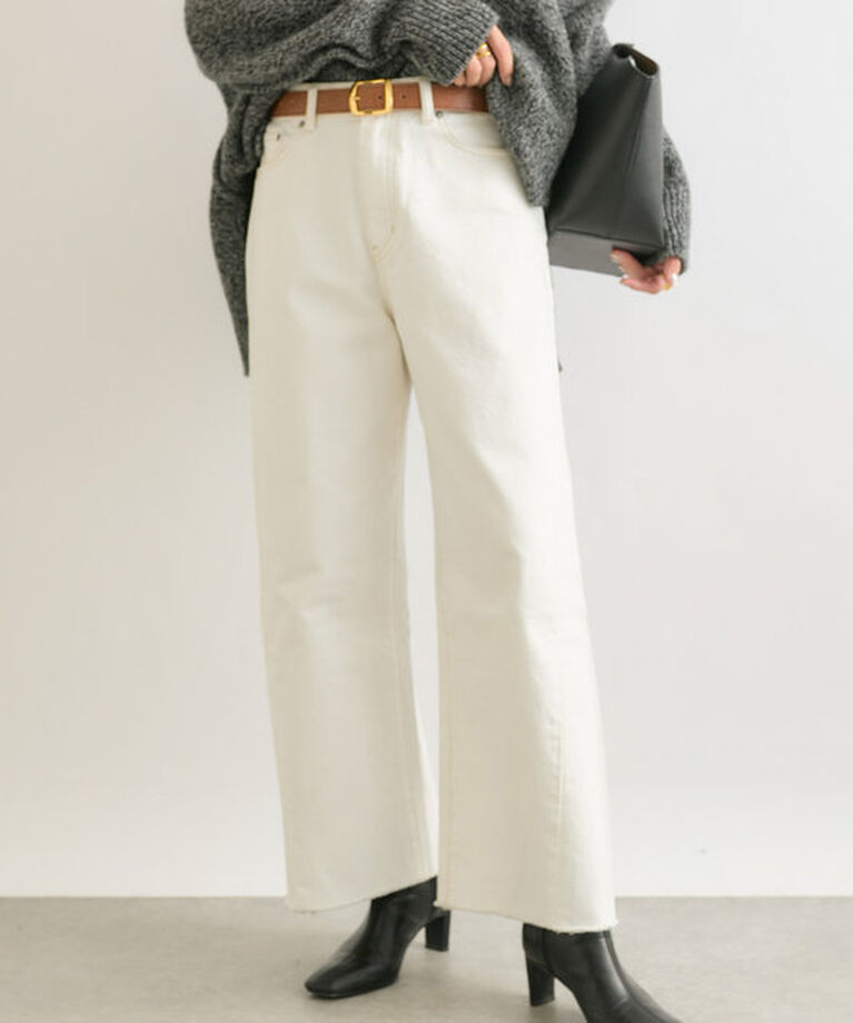  「【MONN.:.(モン)】neat wide DENIM」|デニム|ホワイト
