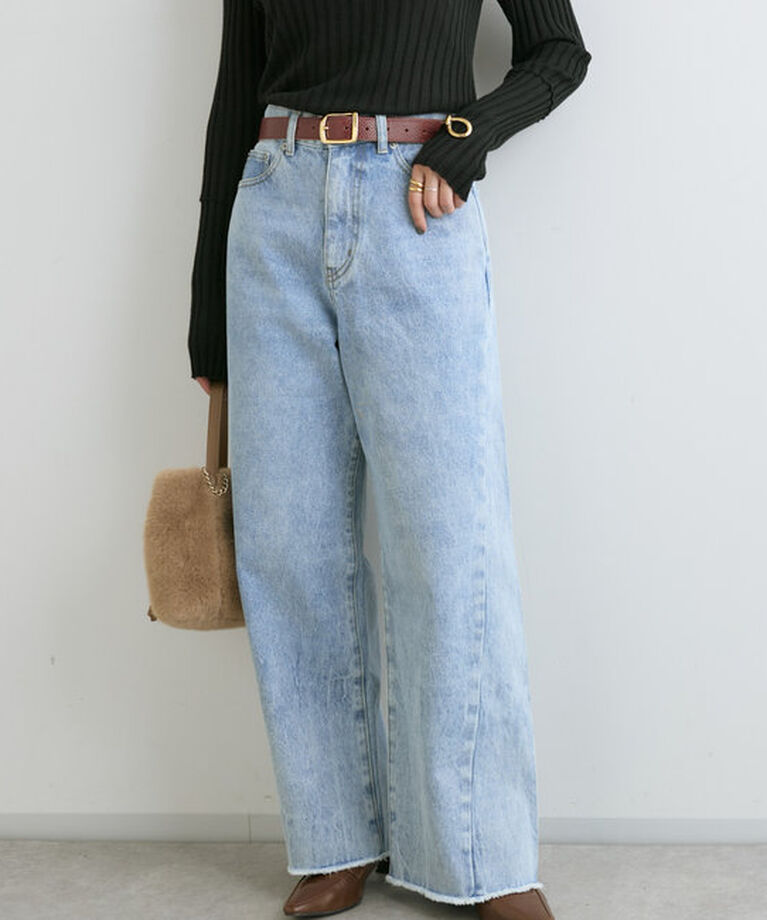  「【MONN.:.(モン)】neat wide DENIM」|デニム|ブルー